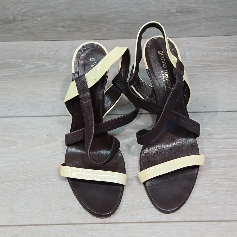 Gianna Meliani Women Y2K Italy Leather Heels Sandals shoes sz 40/9